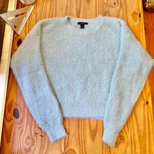 Forever 21 Baby Blue Fuzzy Eyelash Knit Sweater - Medium